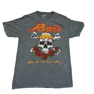 Poison October 1988 Tour Band Tee Skull Roses Graphic Gray Shirt Size M